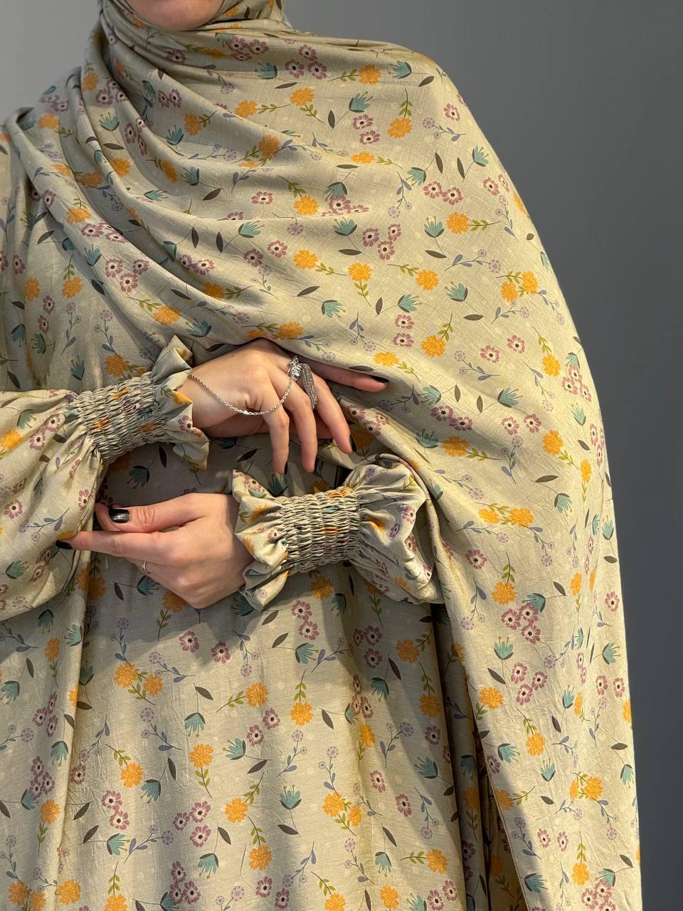 Gebedsjurk met Warme Bloemenprint – Eén Maat, Viscosevezel, Sjaal Apart