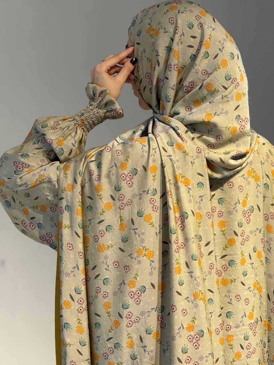 Gebedsjurk met Warme Bloemenprint – Eén Maat, Viscosevezel, Sjaal Apart