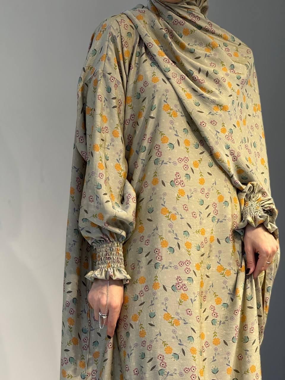Gebedsjurk met Warme Bloemenprint – Eén Maat, Viscosevezel, Sjaal Apart