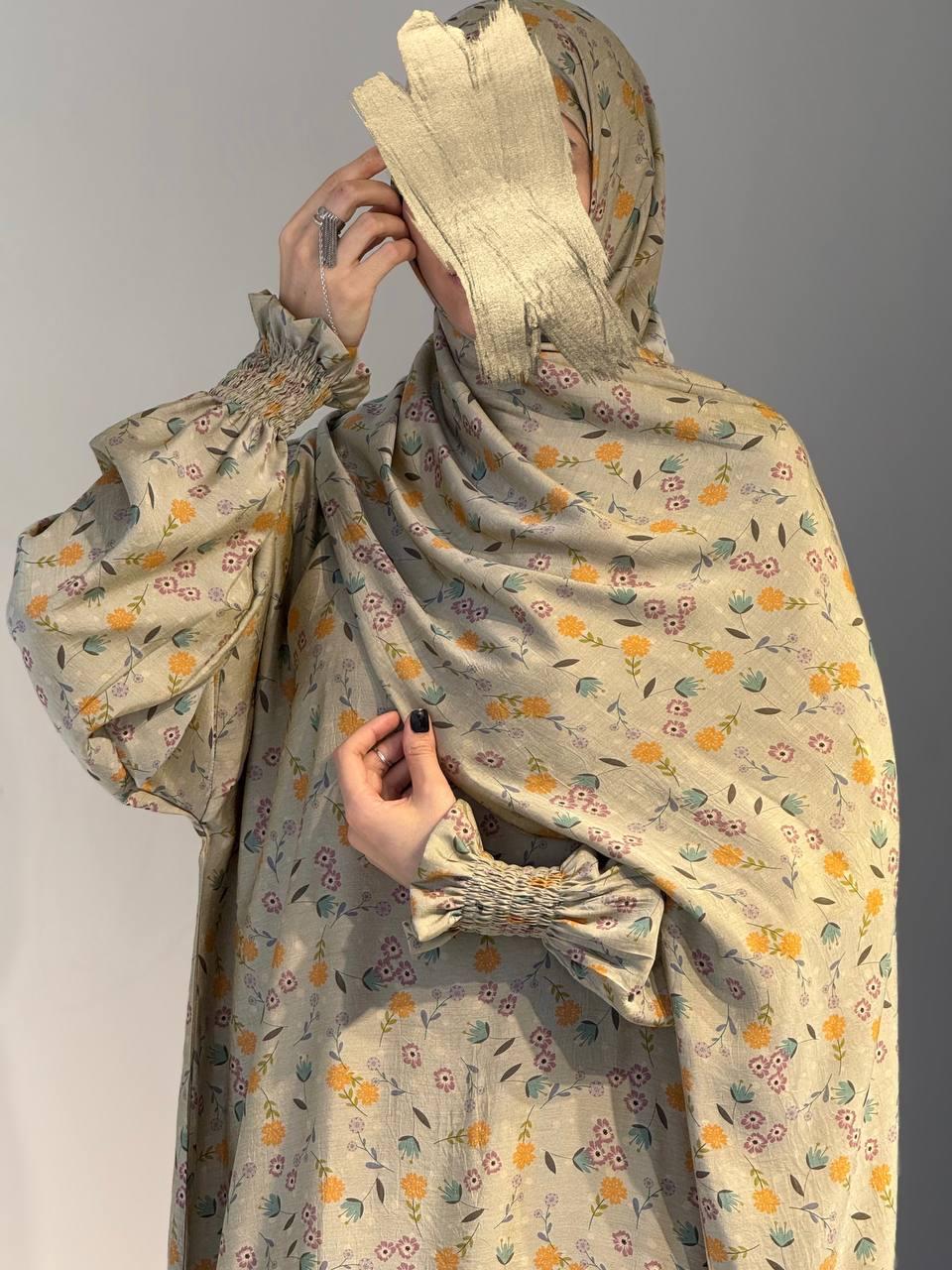 Gebedsjurk met Warme Bloemenprint – Eén Maat, Viscosevezel, Sjaal Apart