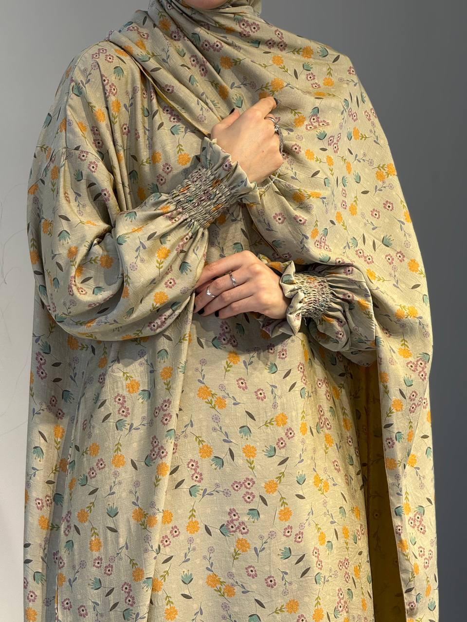 Gebedsjurk met Warme Bloemenprint – Eén Maat, Viscosevezel, Sjaal Apart
