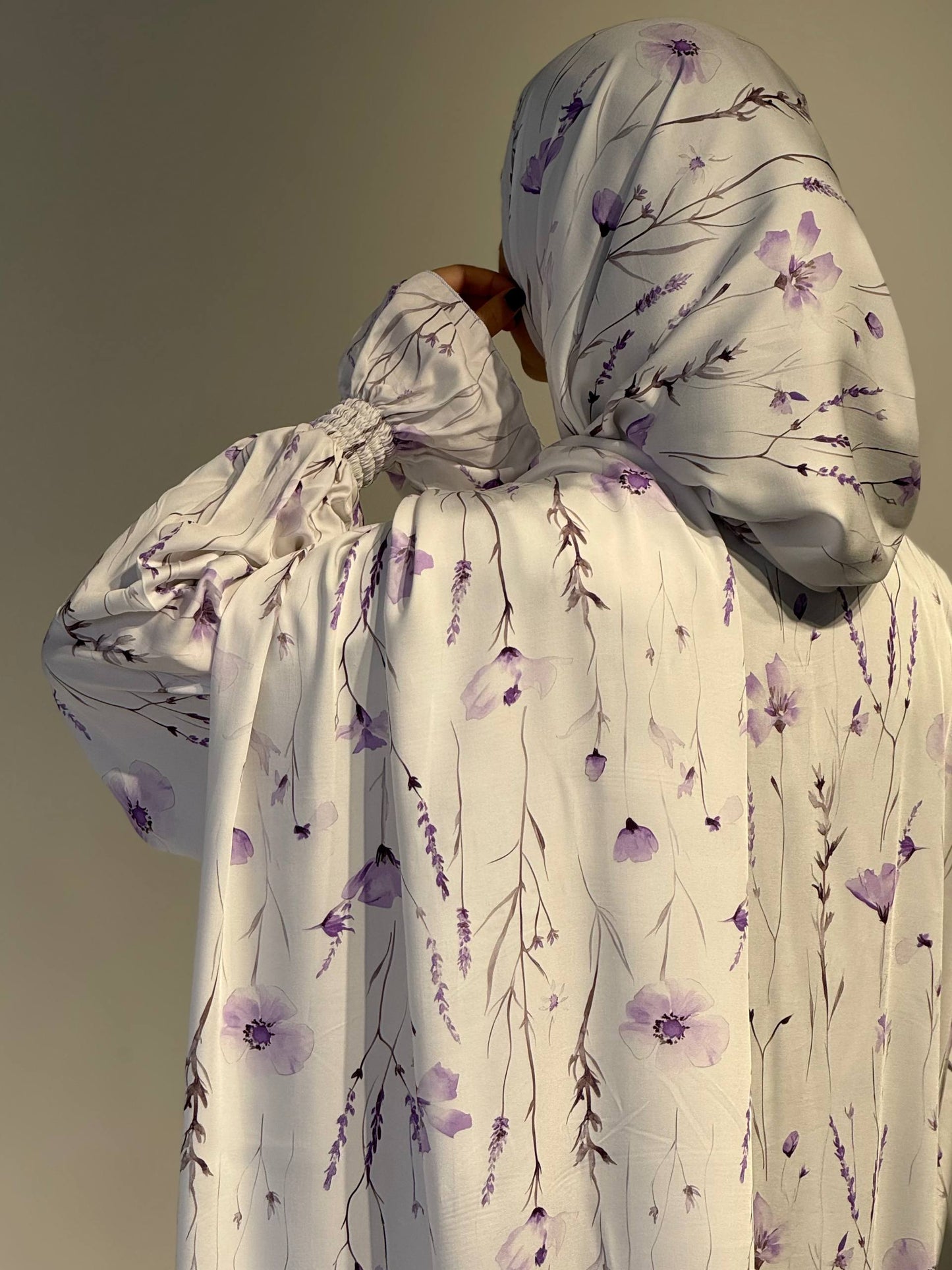 Gebedsjurk met Paarse Bloemen – Eén Maat, Viscosevezel, Sjaal Apart