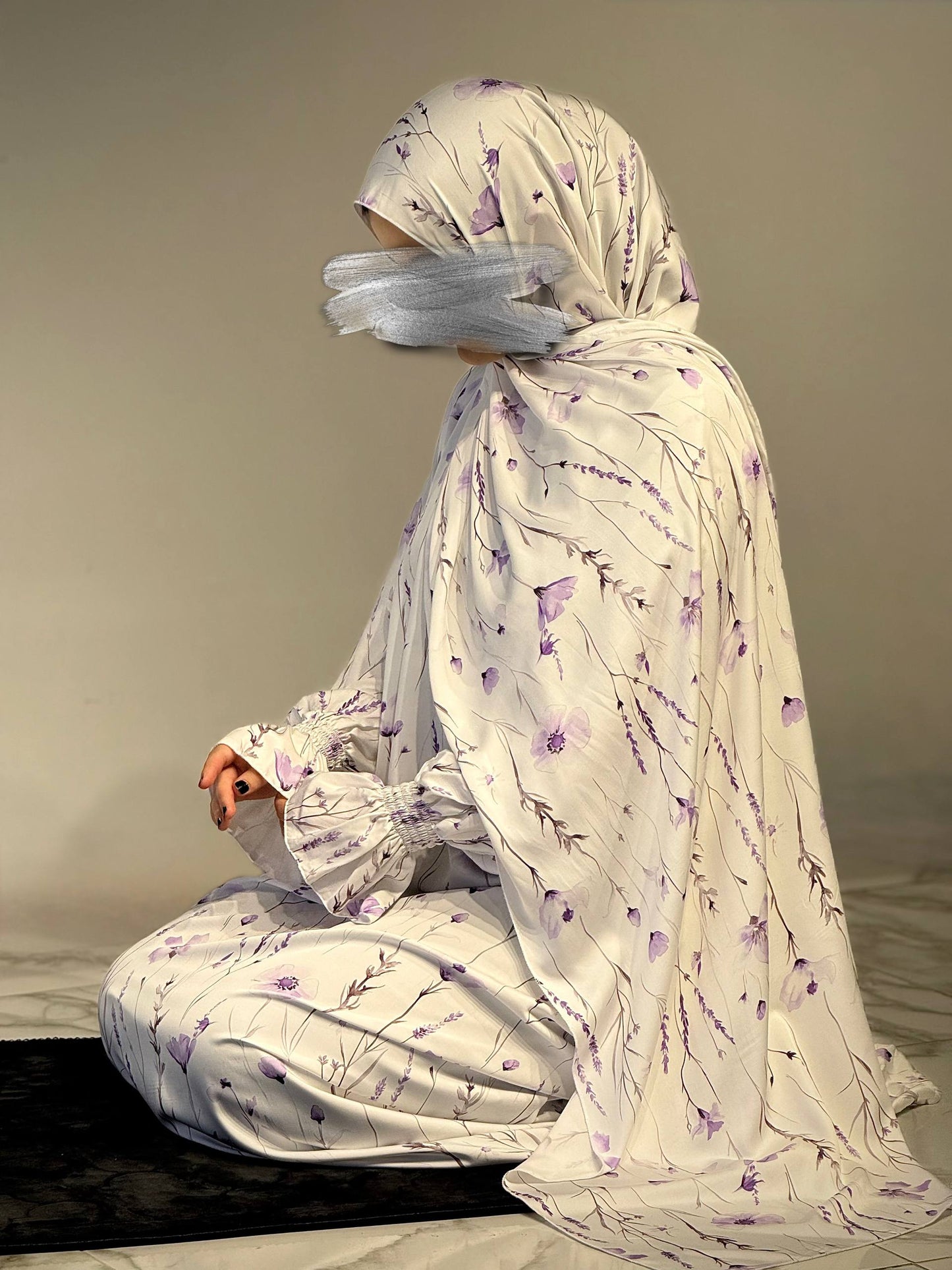Gebedsjurk met Paarse Bloemen – Eén Maat, Viscosevezel, Sjaal Apart