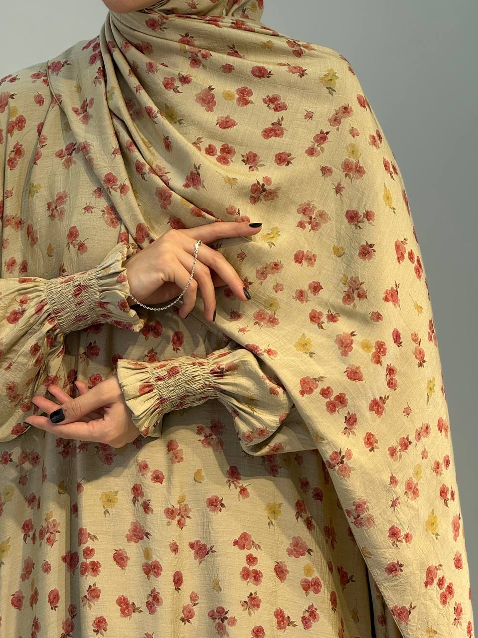 Gebedsjurk met Bloemenprint –  Zachte Viscosemix, Sjaal Apart