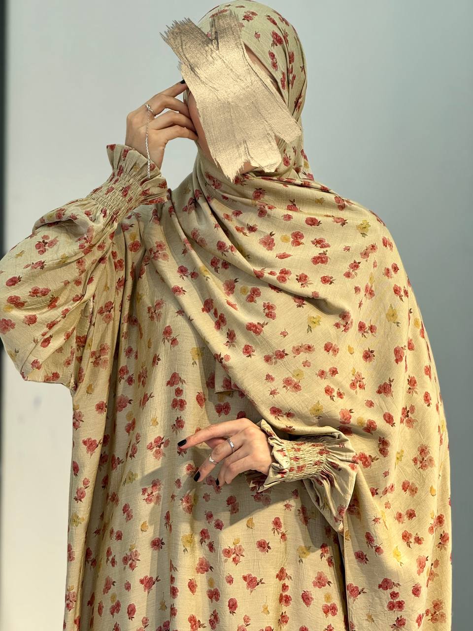 Gebedsjurk met Bloemenprint –  Zachte Viscosemix, Sjaal Apart