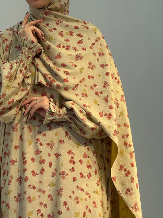 Gebedsjurk met Bloemenprint –  Zachte Viscosemix, Sjaal Apart