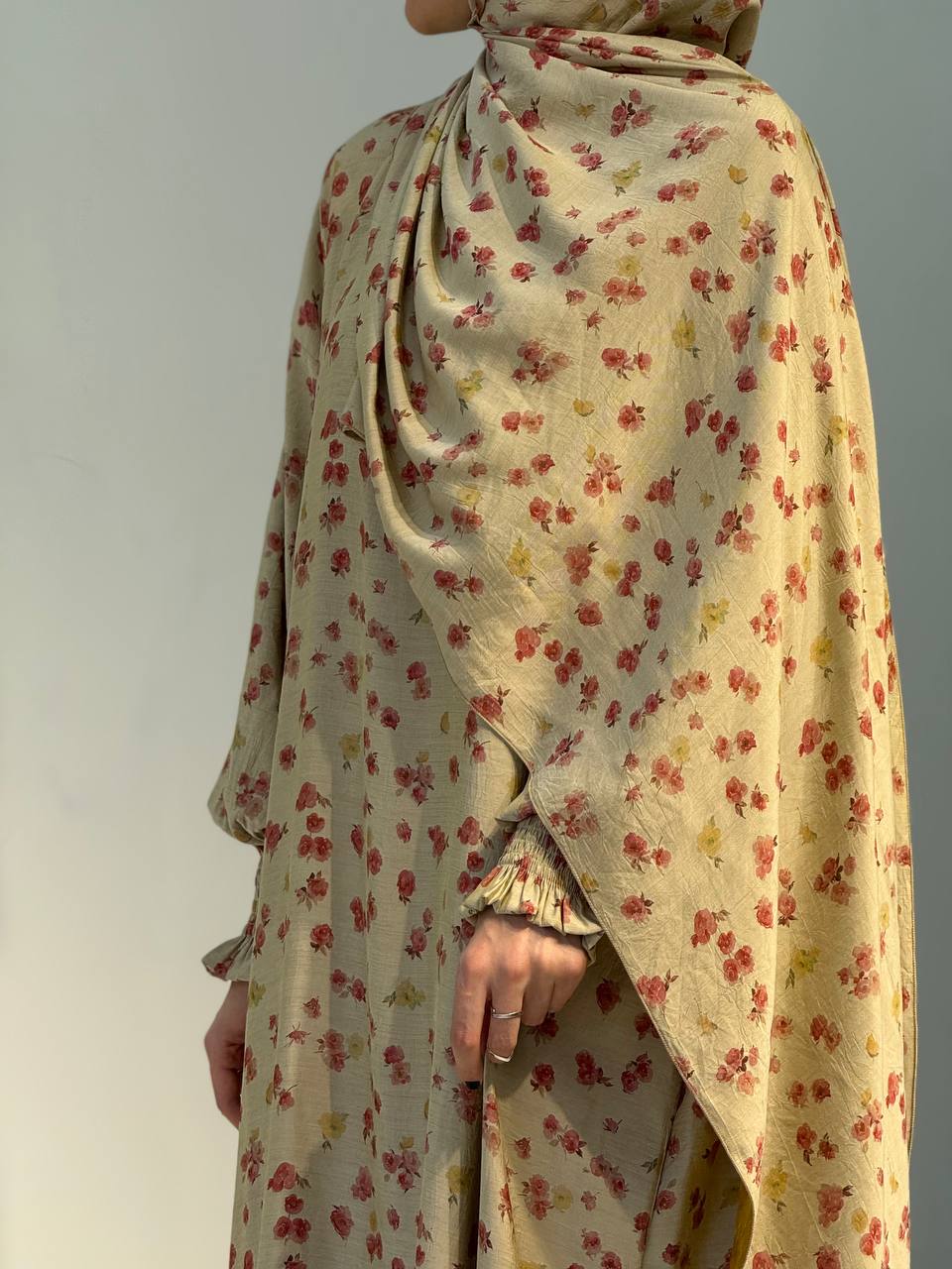 Gebedsjurk met Bloemenprint –  Zachte Viscosemix, Sjaal Apart