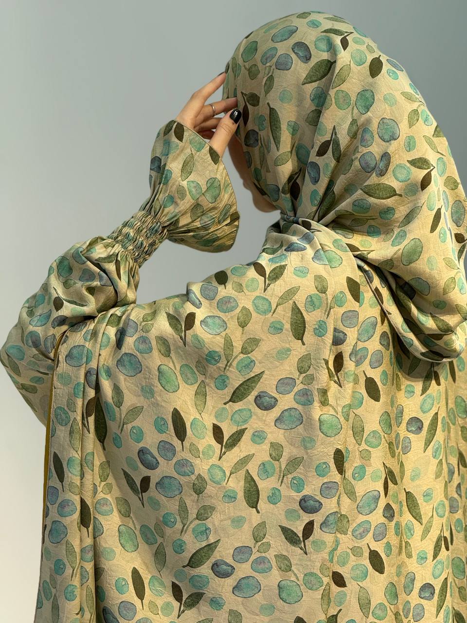 Elegante Gebedsjurk met Bladerenmotief –  Comfortabele Viscosemix