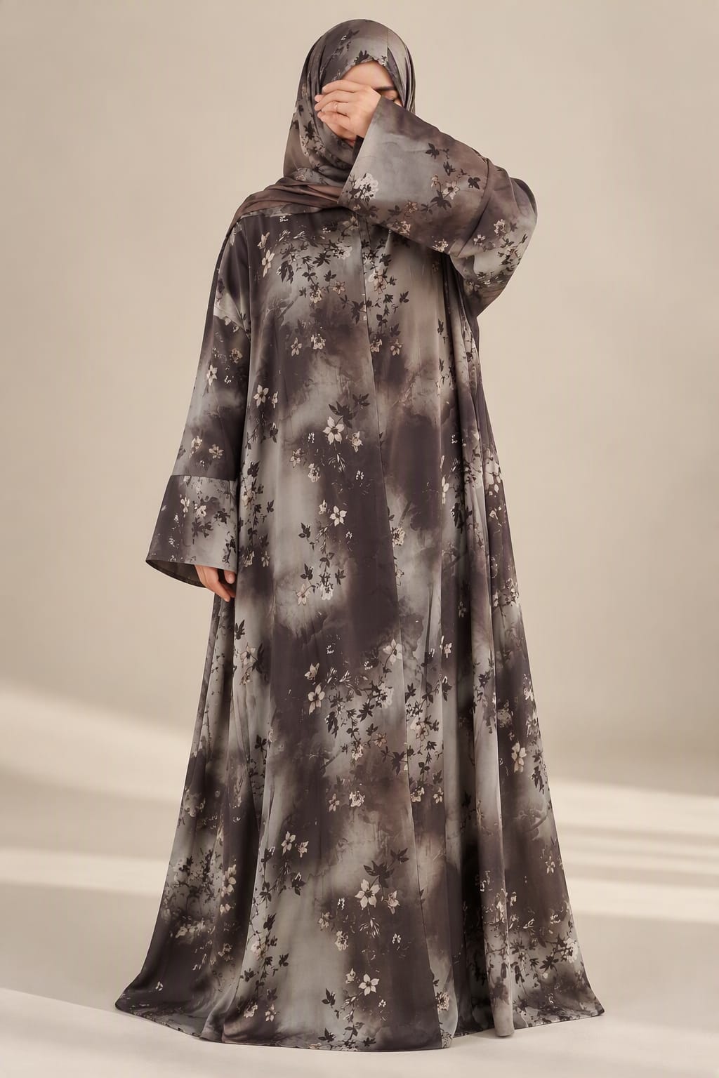Gebloemde Gebedsjurk met Geïntegreerde Khimar | Tencel Cupra | One Size