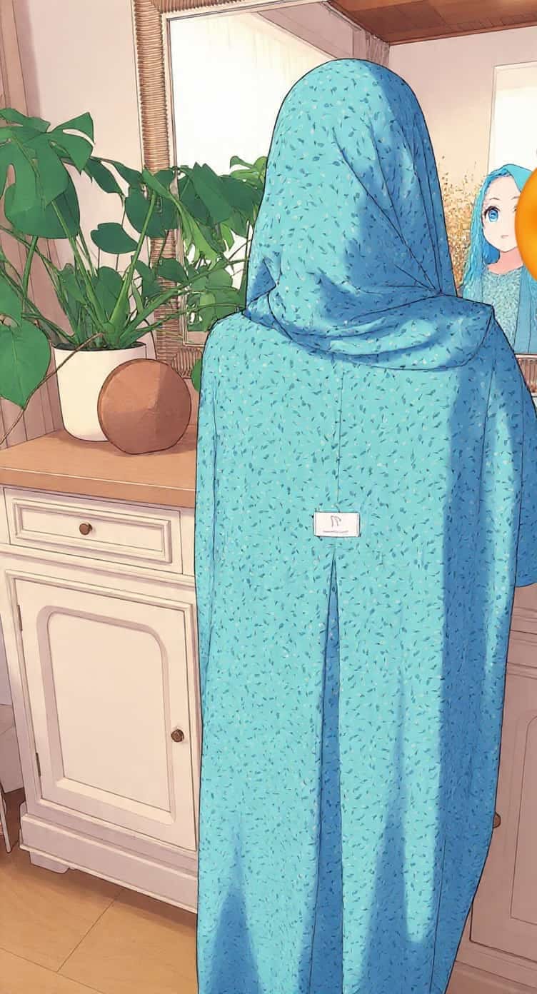 Gebedsjurk van 100% Katoen met Geïntegreerde Khimar | Zeegroene Print | One Size
