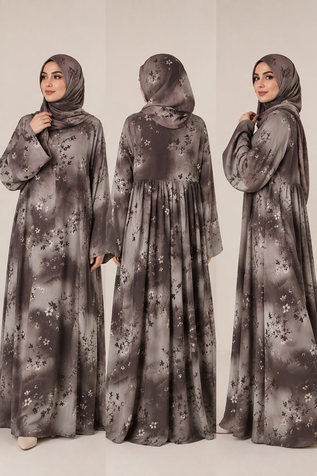 Gebloemde Gebedsjurk met Geïntegreerde Khimar | Tencel Cupra | One Size