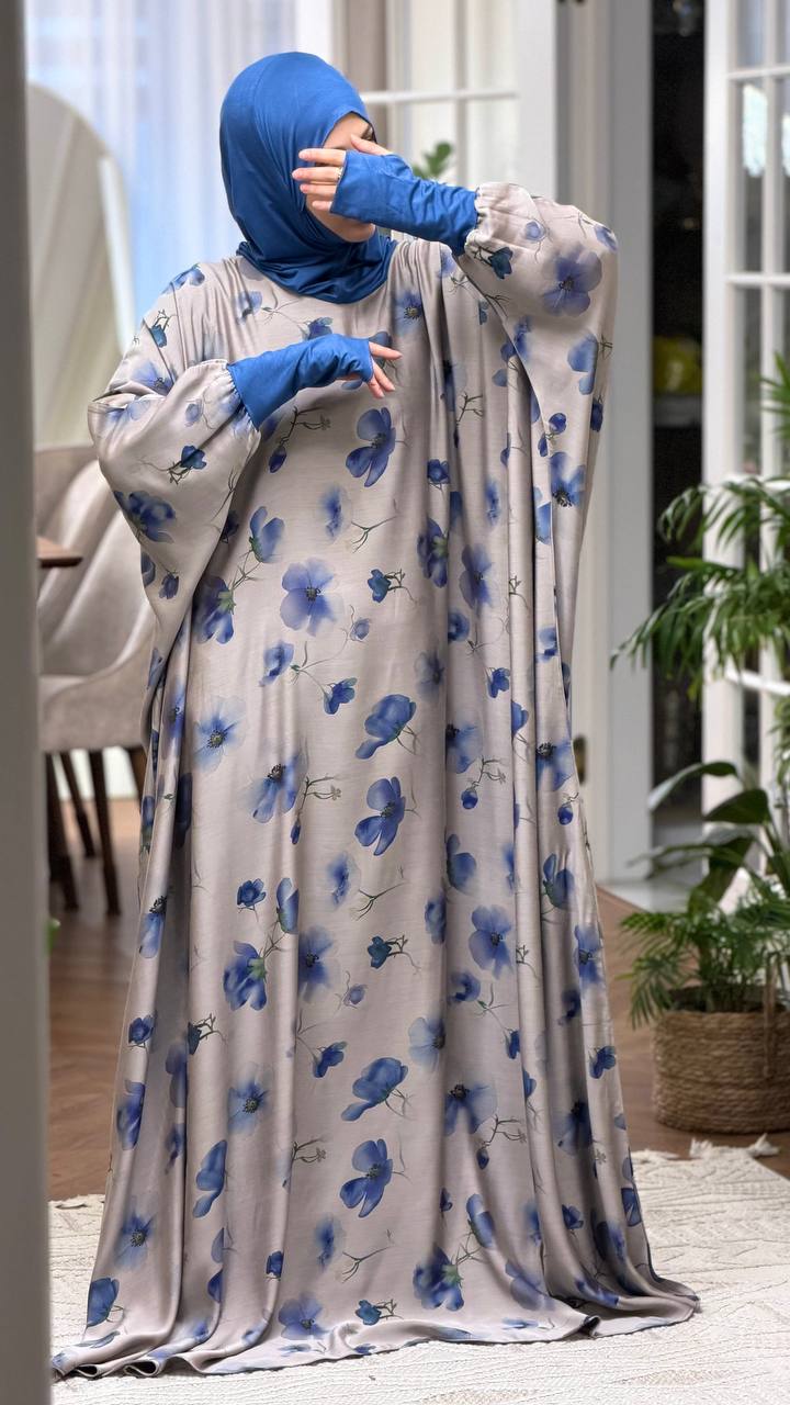 Modest Volant Gebedsjurk met Ingebouwde Hijab – Tensil Cupra