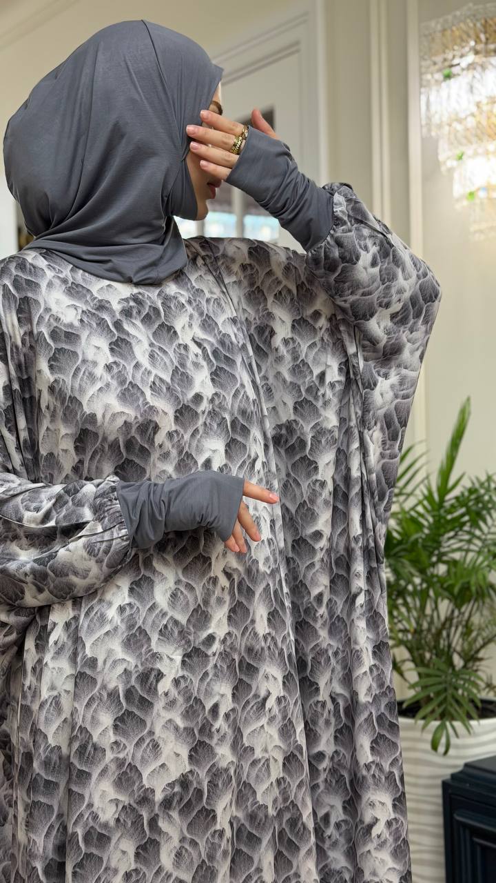 Modest Volant Gebedsjurk met Ingebouwde Hijab – Fijne Zijde