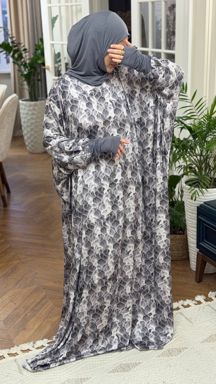 Modest Volant Gebedsjurk met Ingebouwde Hijab – Fijne Zijde