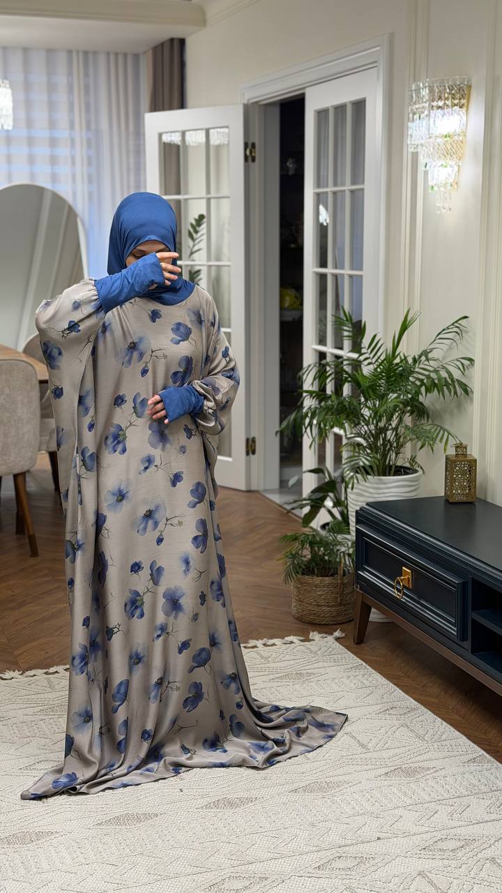 Modest Volant Gebedsjurk met Ingebouwde Hijab – Tensil Cupra