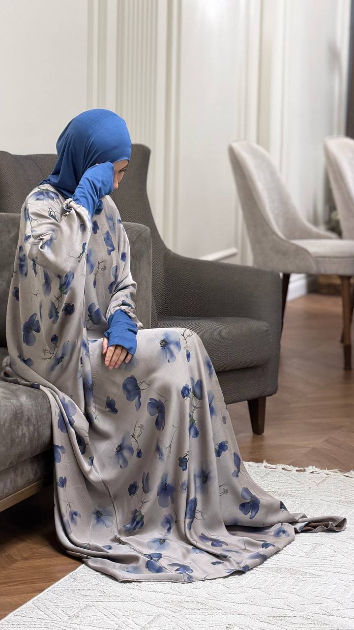 Modest Volant Gebedsjurk met Ingebouwde Hijab – Tensil Cupra