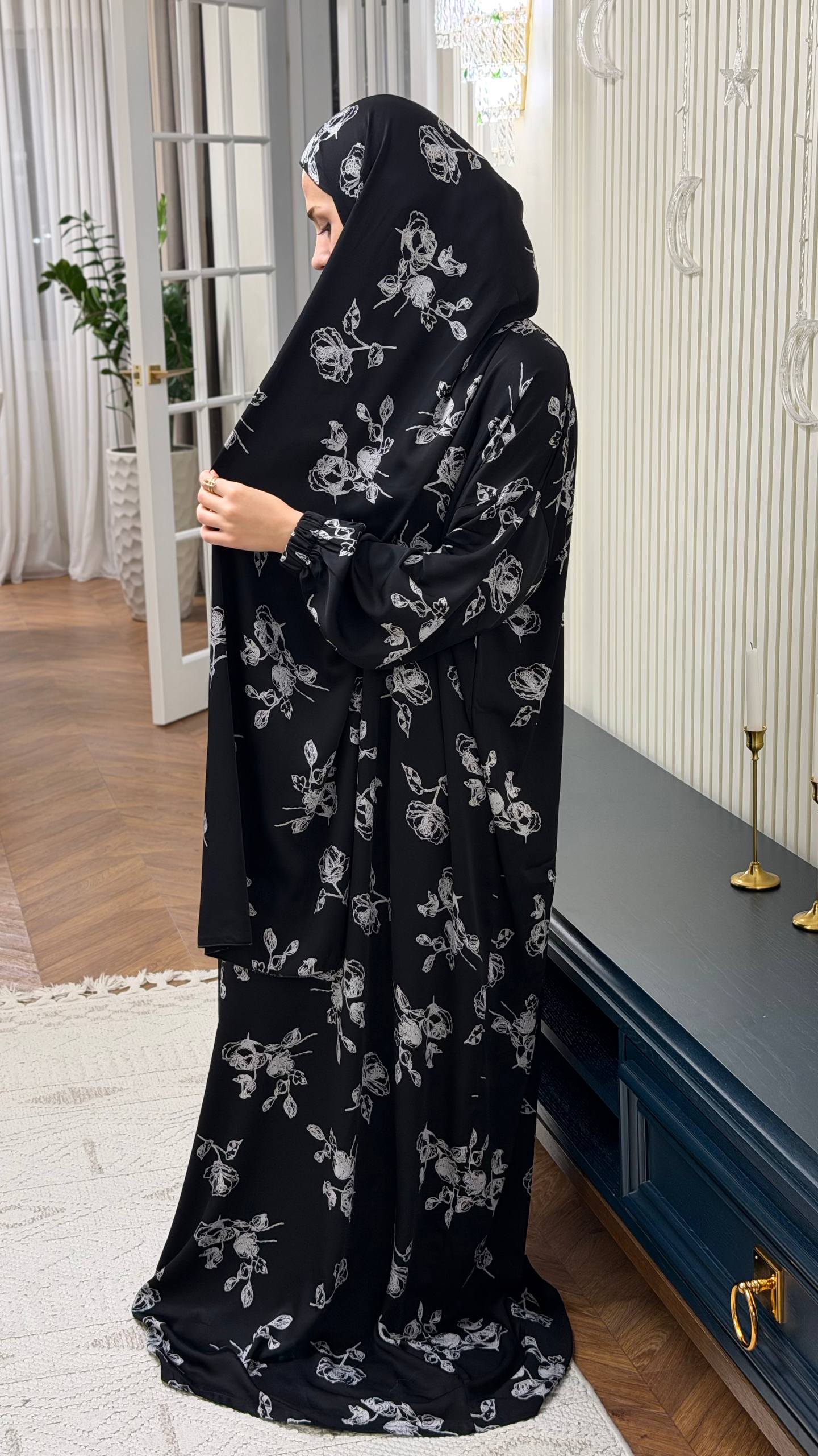 Gebedsjurk met Aangehechte Sjaal – Italiaanse Zijde (85 cm Breed)