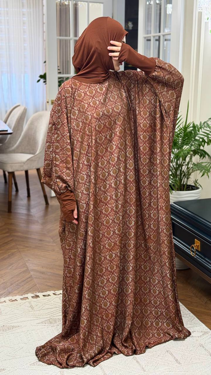 Modest Volant Gebedsjurk met Ingebouwde Hijab – Tensil Cupra