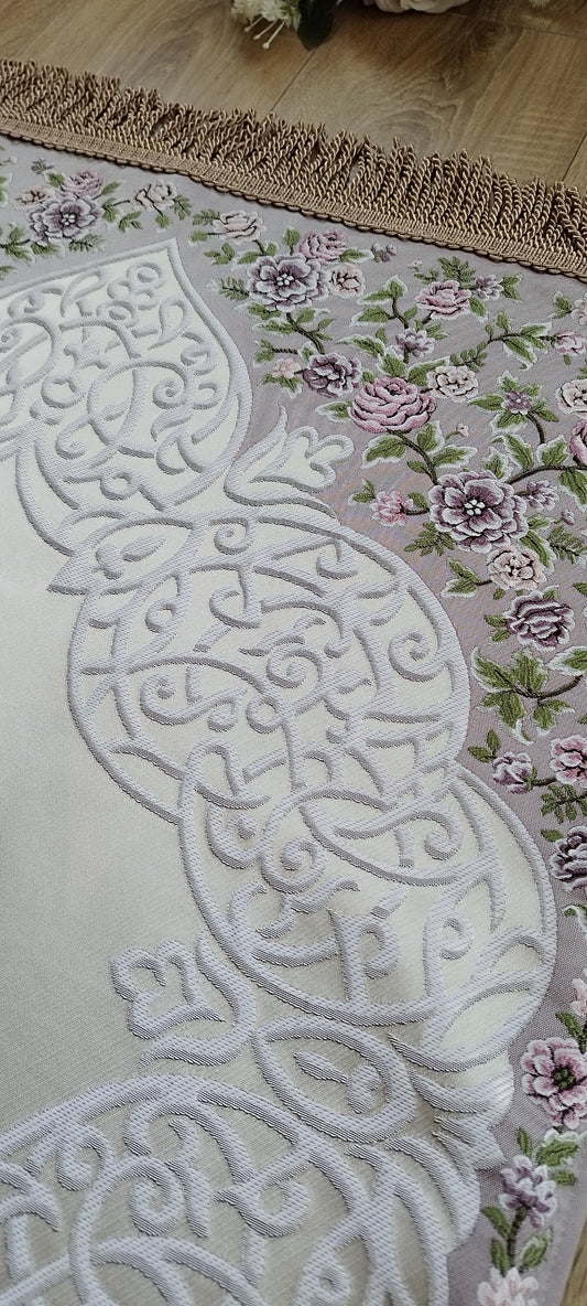 Satin Gebedskleed met Geborduurde Bloemen – 70×120 cm