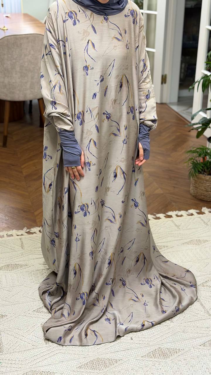 Modest Volant Gebedsjurk met Ingebouwde Hijab – Tensil Cupra