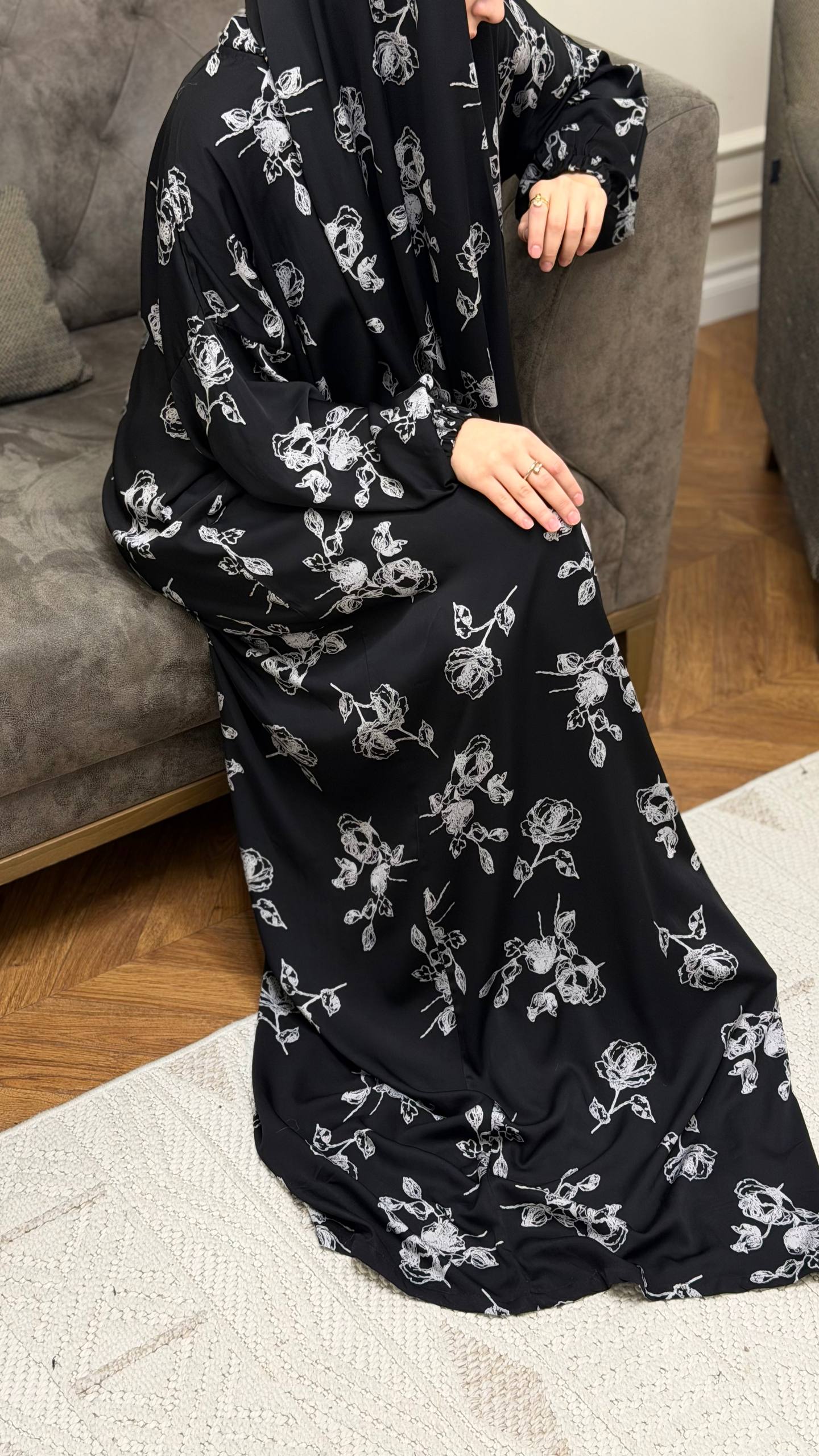 Gebedsjurk met Aangehechte Sjaal – Italiaanse Zijde (85 cm Breed)