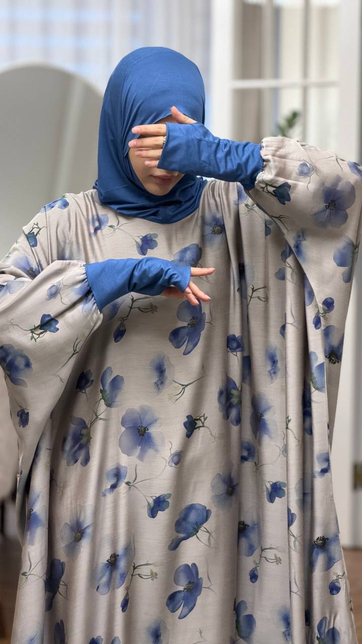 Modest Volant Gebedsjurk met Ingebouwde Hijab – Tensil Cupra