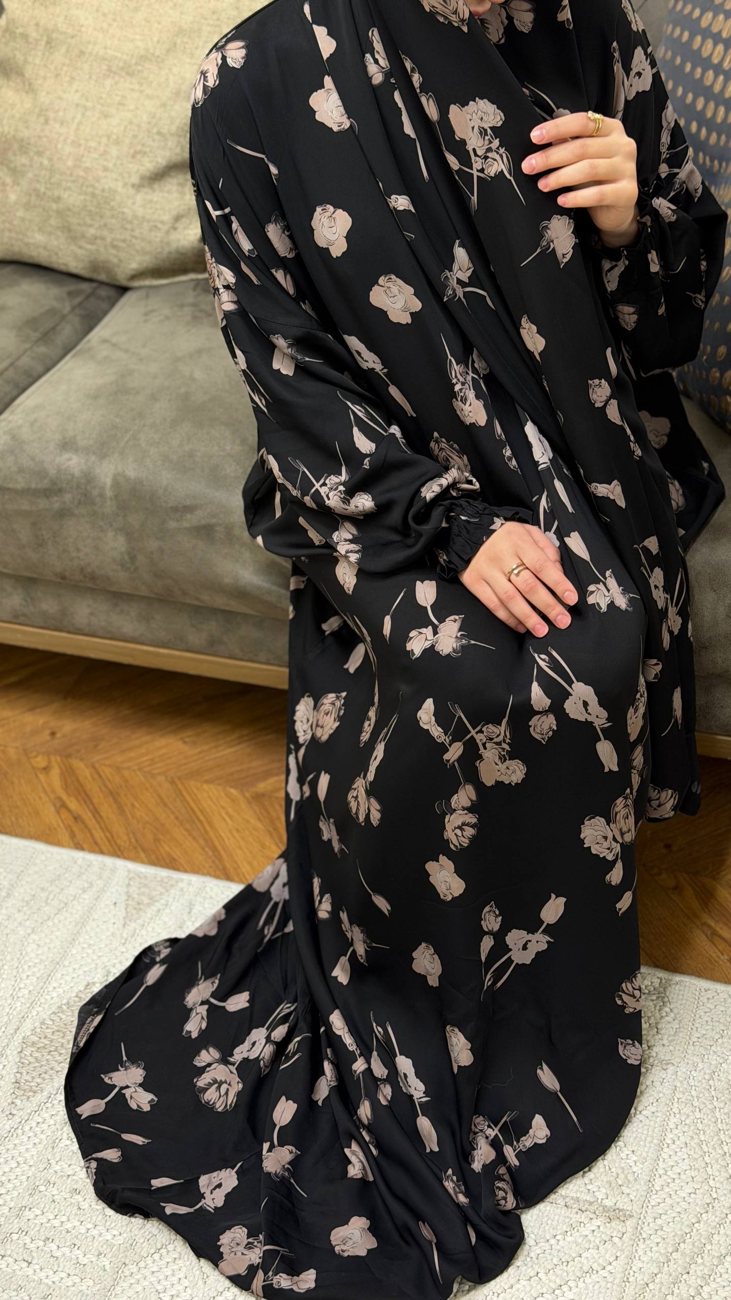 Gebedsjurk met Aangehechte Sjaal – Italiaanse Zijde (85 cm Breed)