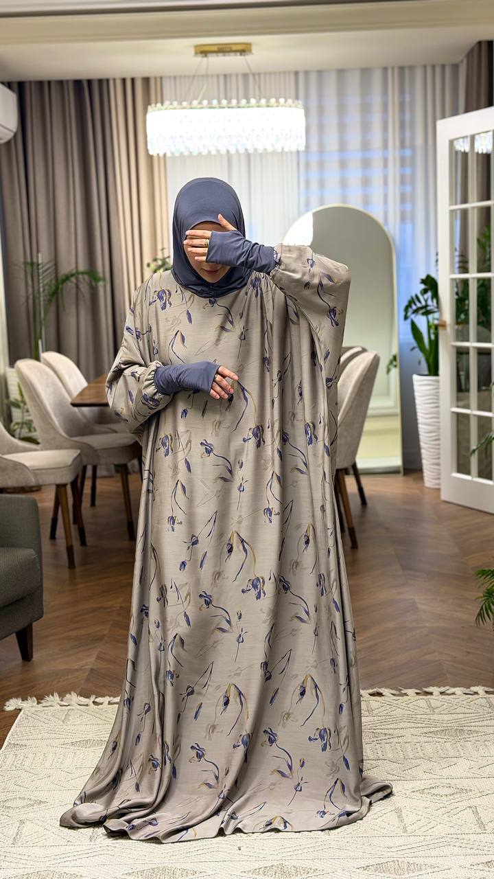 Modest Volant Gebedsjurk met Ingebouwde Hijab – Tensil Cupra