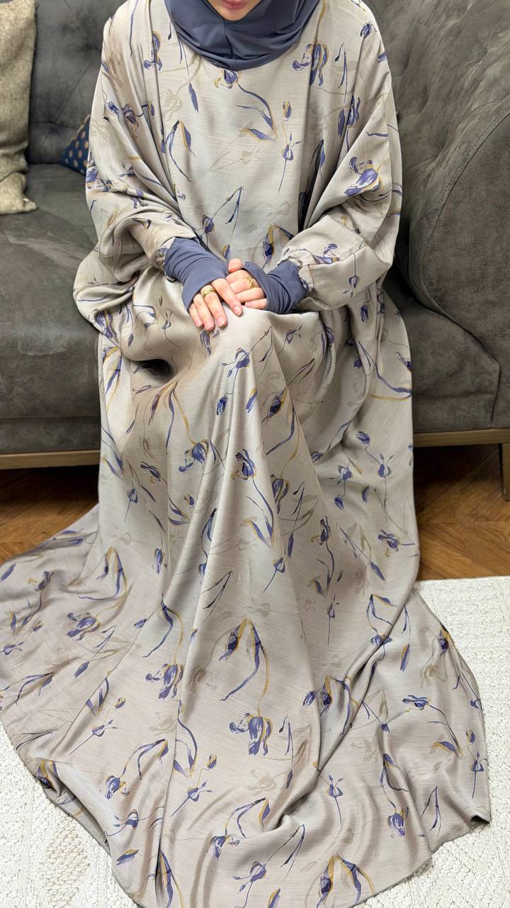 Modest Volant Gebedsjurk met Ingebouwde Hijab – Tensil Cupra