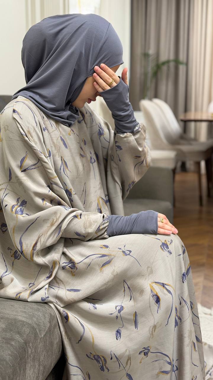 Modest Volant Gebedsjurk met Ingebouwde Hijab – Tensil Cupra
